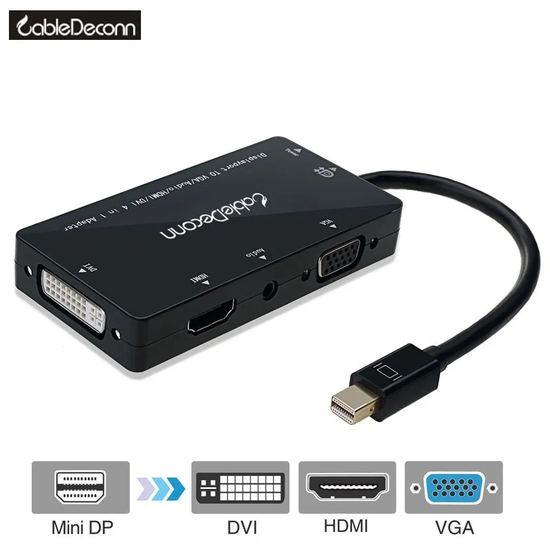 Mini Displayport A Hdmi Vga Dvi Adapter Mini Dp Thunderbolt 2 Adapter Converter 4 In1 Audio Cavo Maschio-Femmina Per Macbook