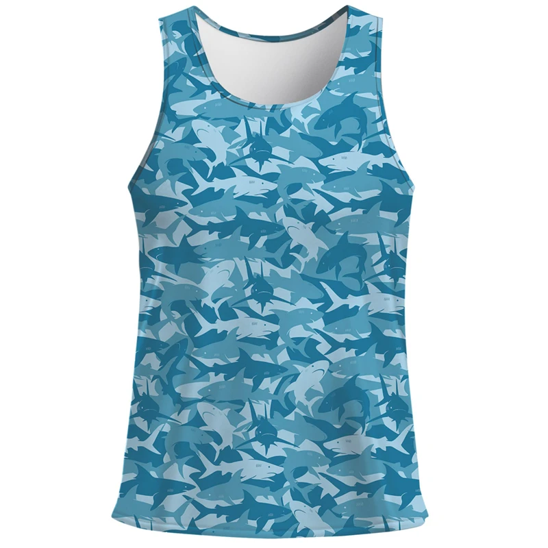 Cartoon Cat Duck Shark 3D Print Canotta Uomo Summer Gym Fitness T-Shirt Street Sports T-Shirt Senza Maniche Top Animal Pattern Vest