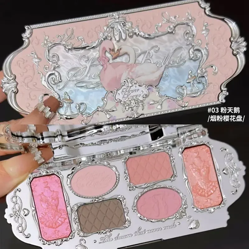 Flower Know Swan Ballet Eye Shadow Plate Six Colors Contour Compact Pure Desire Wind Highlight Piastra Facciale Per Studenti Color Terra