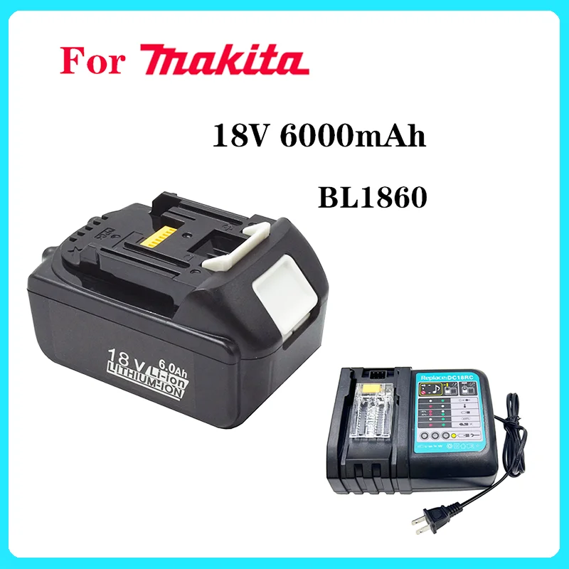 Batteria Ricaricabile Originale Bl1860 18V 6000Mah 6.0 Ah Con Caricabatterie Per Batteria Makita 18V Lxt Bl1860B Bl1860 Bl1850 Dhp482