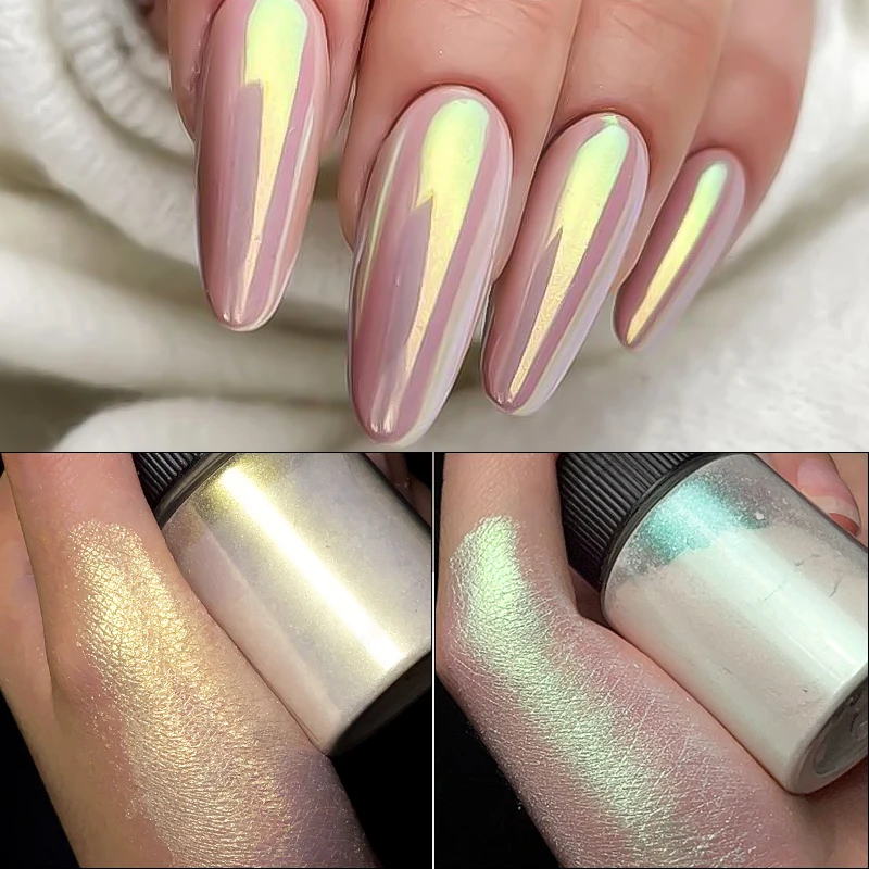 5G/10G Box Aurora Nail Powder Pearl Glitter Pigment Dust Effect Uv Gel Polish Chrome Nail Art Ab Color Dipping Powder Decoration