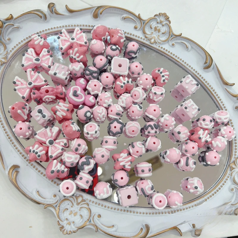 Perline Colorate Fatte A Mano Mix Pattern Round Flora Star Bow Mix Pattern Perline Dipinte A Mano Charms Fai Da Te Per Etsy Small Business