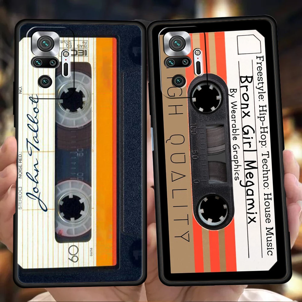 Mixtape Vintage Magnetic Tape Cassette Audio Phone Case Per Xiaomi Redmi Note 12 Pro K40 Gaming K50 8A 9T Note 8 9 10 11 Pro Bag