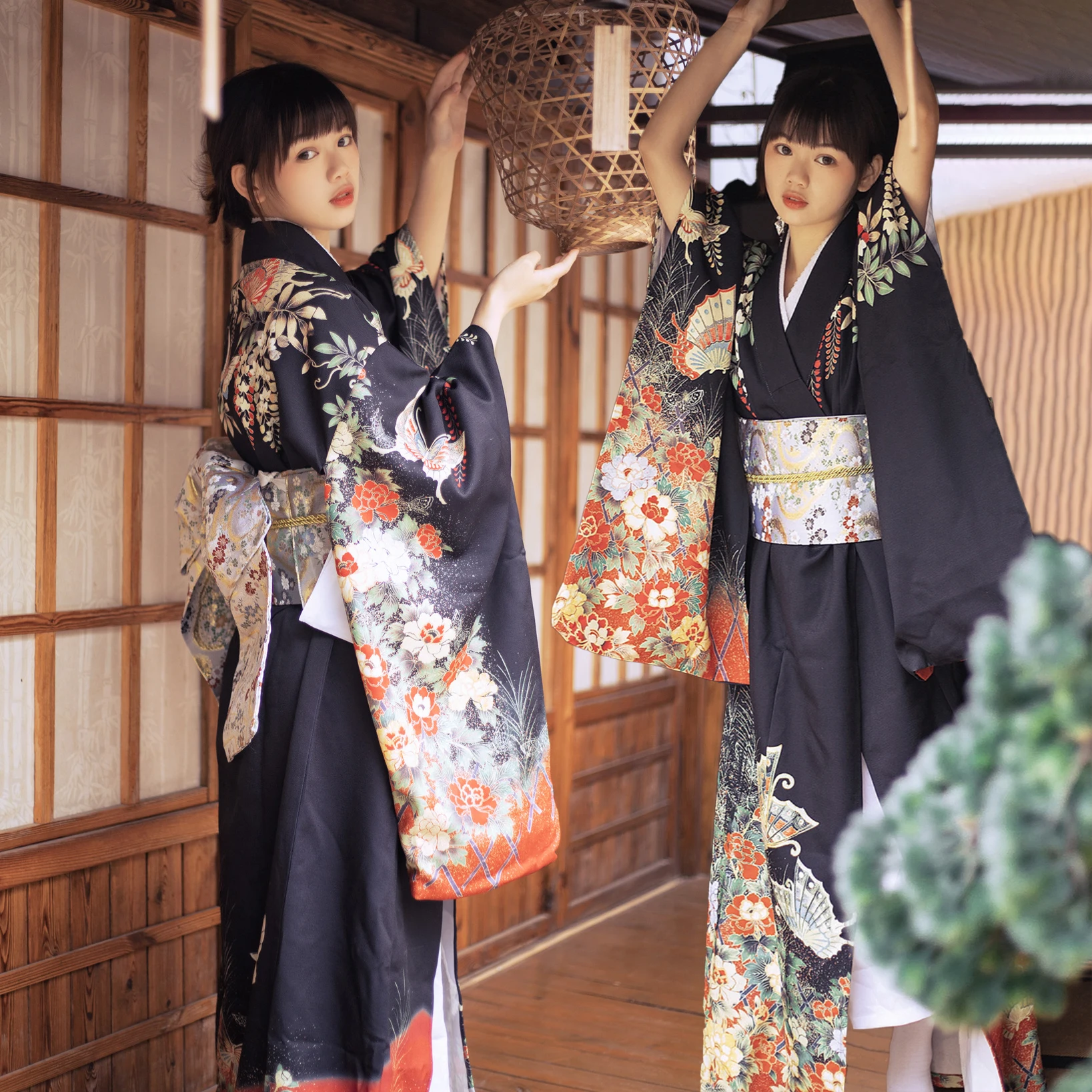 Selfie Girl Kimono Giapponese Script Negozio Giapponese B & B Kimono Stagione Femminile Fotografia Migliorata Kimono Accappatoio