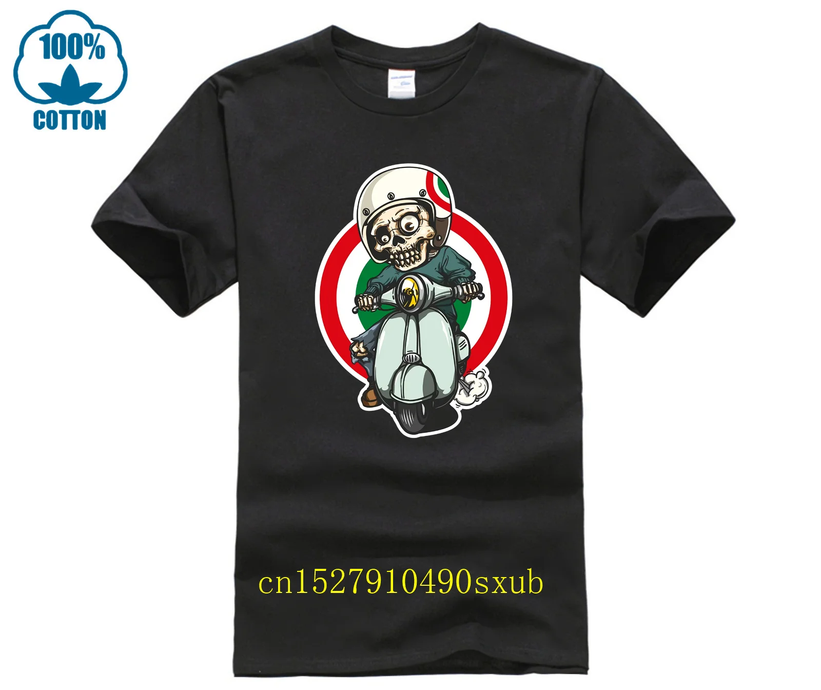 T-Shirt Maglietta Vespa Piaggio Vintage Flag Skull Muerte Mexico Px 125 Italia