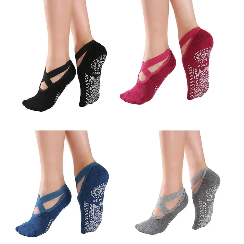 Yoga Calze Da Donna Impugnature Antiscivolo E Per Cinturini, Calzino In Cotone Fasciato, Ideale Per Pilates Pure Barre Ballet Dance Allenamento A Pied