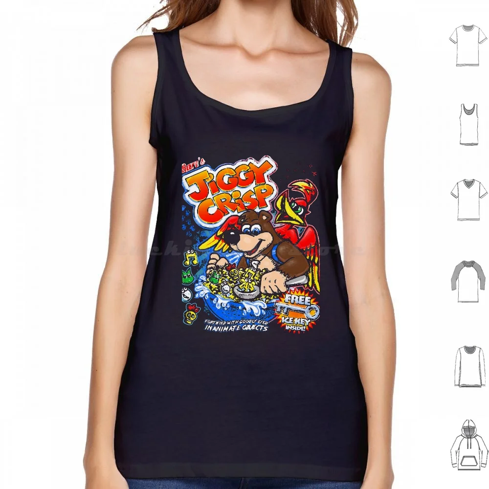 Jiggy Crisp Canotte Stampa Cotone Banjo Rare Rareware N64 Kazooie Banjo Tooie Gaming Bear Bird Videogiochi Giochi 64 64