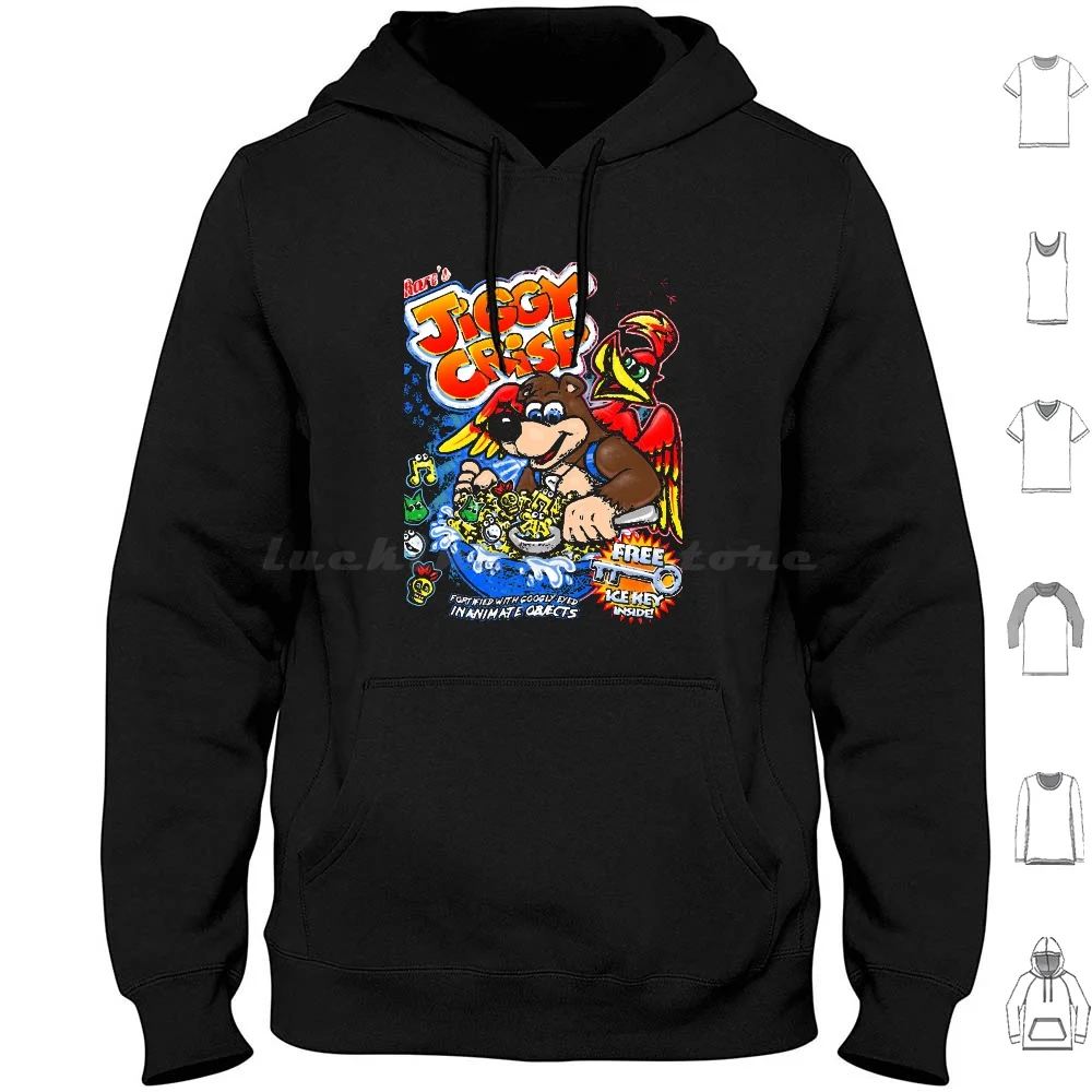 Jiggy Crisp Felpe Manica Lunga Banjo Rare Rareware N64 Kazooie Banjo Tooie Gaming Bear Bird Videogiochi Giochi 64 64