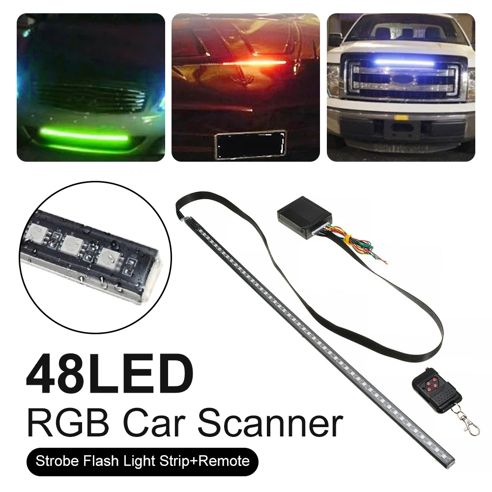 Più Recente 22 Pollici 48Led Rgb Car Scanner Knight Rider Stroboscopico Flash Light Strip + Remote