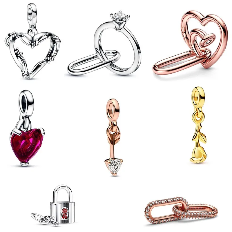 Original Marry Me Naunted Heart Link Romance Rose Broken Heart Mini Charm Fit Pandora 925 Gioielli In Argento Sterling