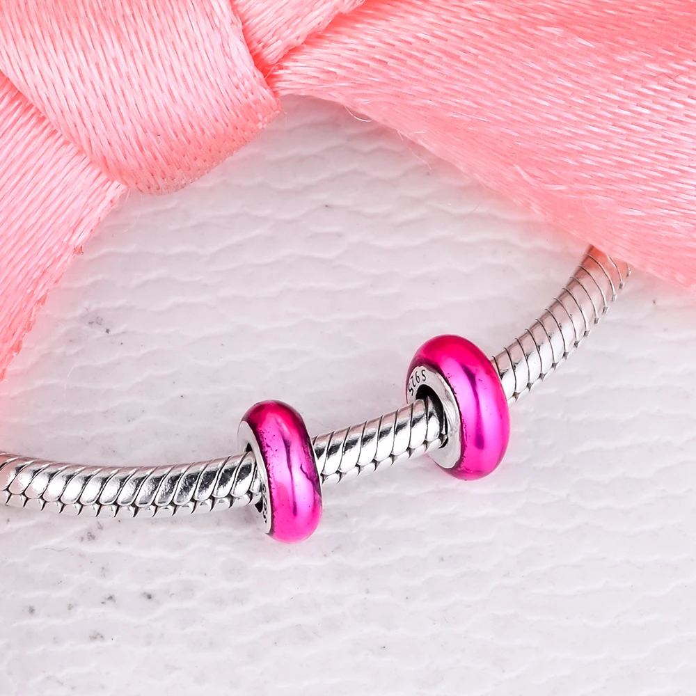 Fit Pandora Me Bracciali Pink Spacer Charm 925 Sterling Silver Mini Charms Perline Per Le Donne Gioielli Fai Da Te Che Fanno Piccolo Foro Kralen