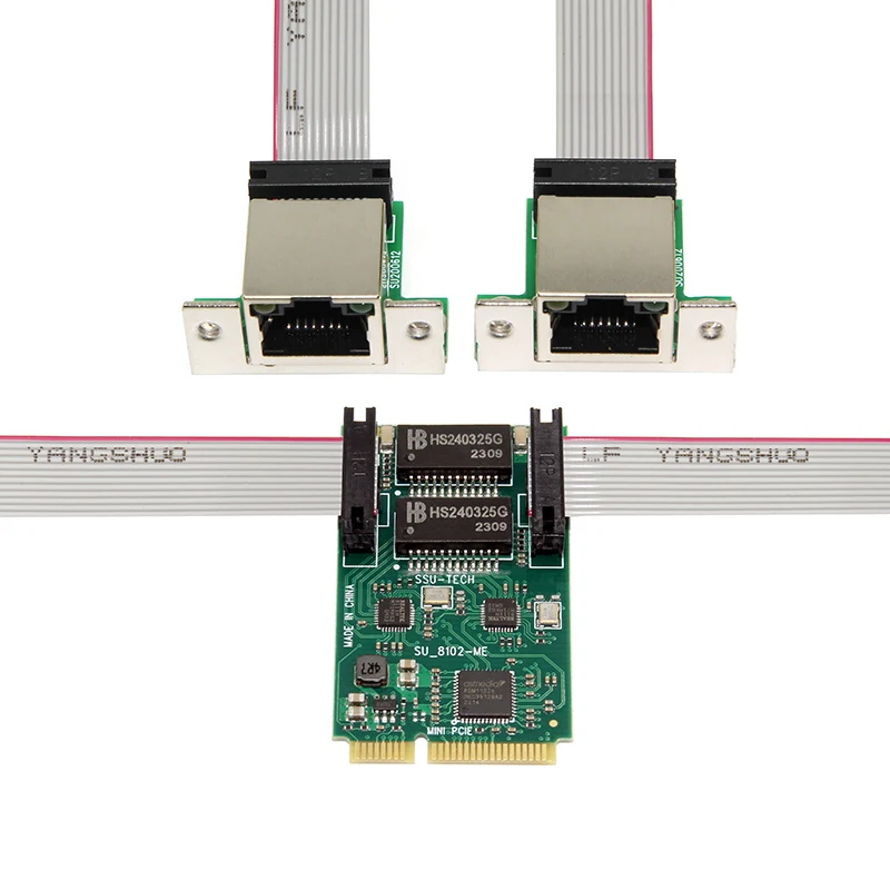 Schede Di Rete Scheda Di Rete Da Mini Pci-E A 2 Porte 1000Mbps Gigabit Ethernet 10/100/1000M Rj45 Adattatore Di Rete Lan Per Computer Pc
