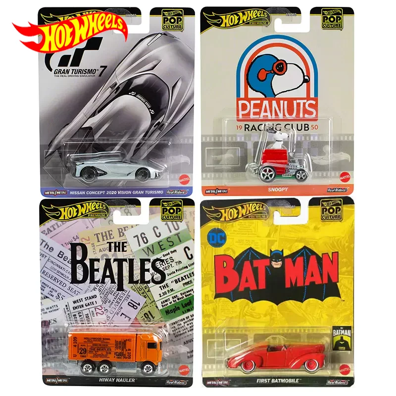Genuine Hot Wheels Car Premium Car Pop Culture Boy Toy 1/64 Diecast Carro First Batmobile Hiway Hauler Nissan Vision Gran Snoopy