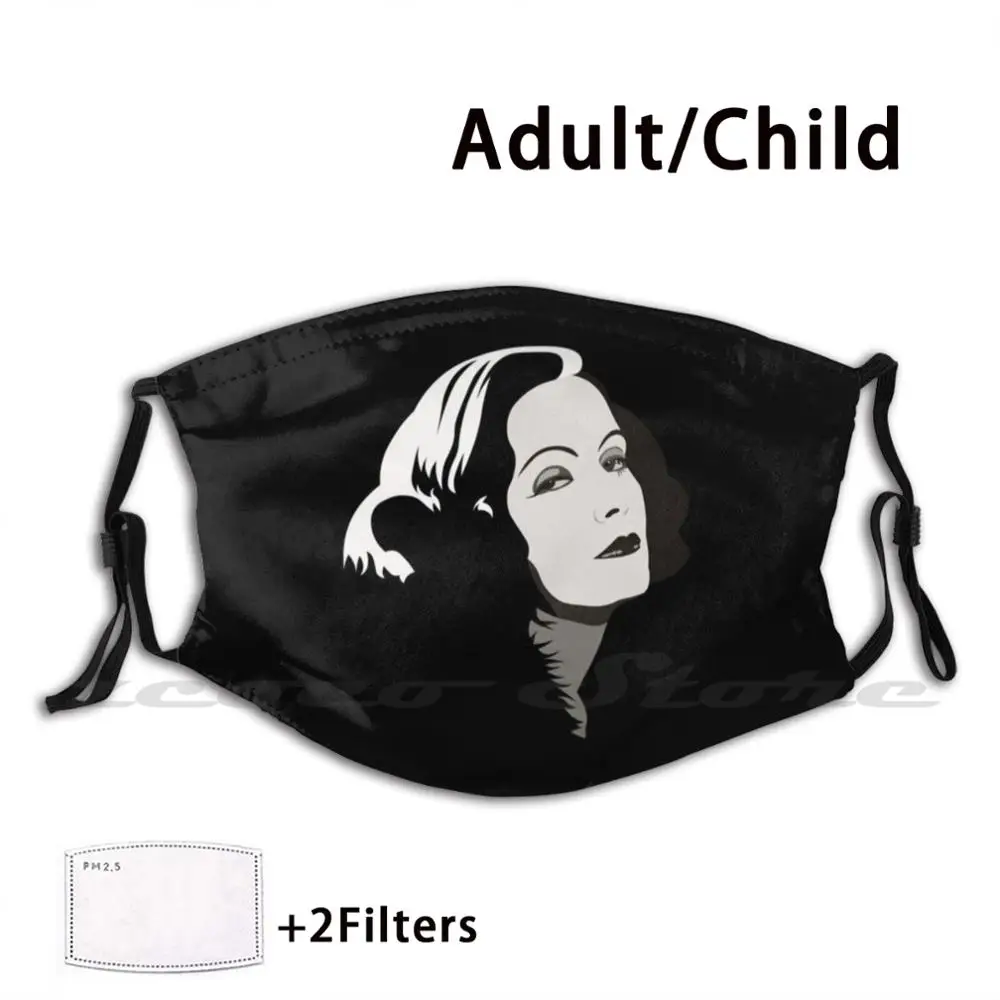 Greta Garbo Mask Cloth Filtro Di Stampa Riutilizzabile Lavabile Greta Garbo Actor 1930