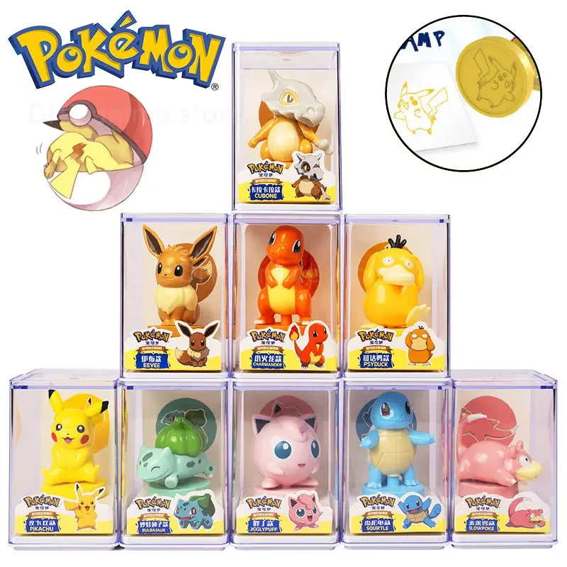 Pokemon Pikachu Pvc Doll Stamp Cute Animation Eevee Action Figure Collezione Di Giocattoli Per Bambini Accessori Decorativi Per Auto Ornamento
