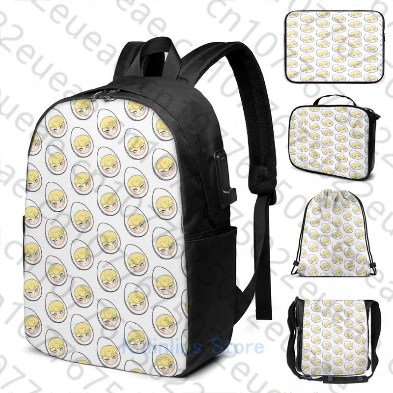 Divertente Stampa Grafica Devilman X Deviled Egg Ryo Usb Charge Zaino Uomo Borse Da Scuola Borsa Da Donna Borsa Da Viaggio Per Laptop