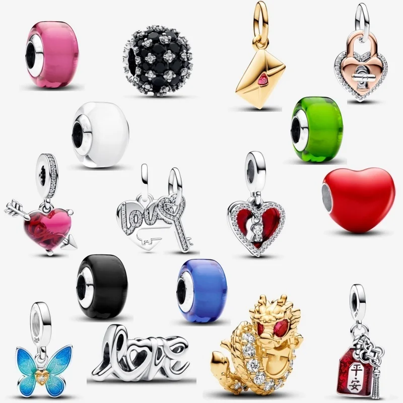 Amuleto Fortunato In Argento 925 Doppio Fascino Scritto A Mano Pandora Love Chinese Year Of The Dragon Beads Adatto A Bracciali Originali
