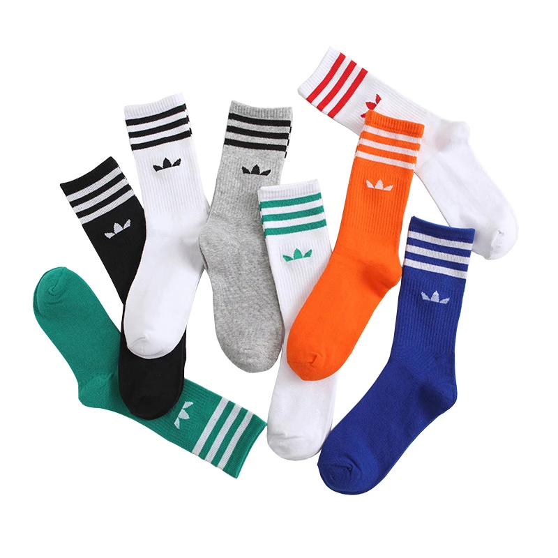 Tubo Para Calcetines Alto Deportivos Hombre De Y Mujer, Medias De Algodon A Rayas, De Color Puro, A La Moda, Novedad De 2023