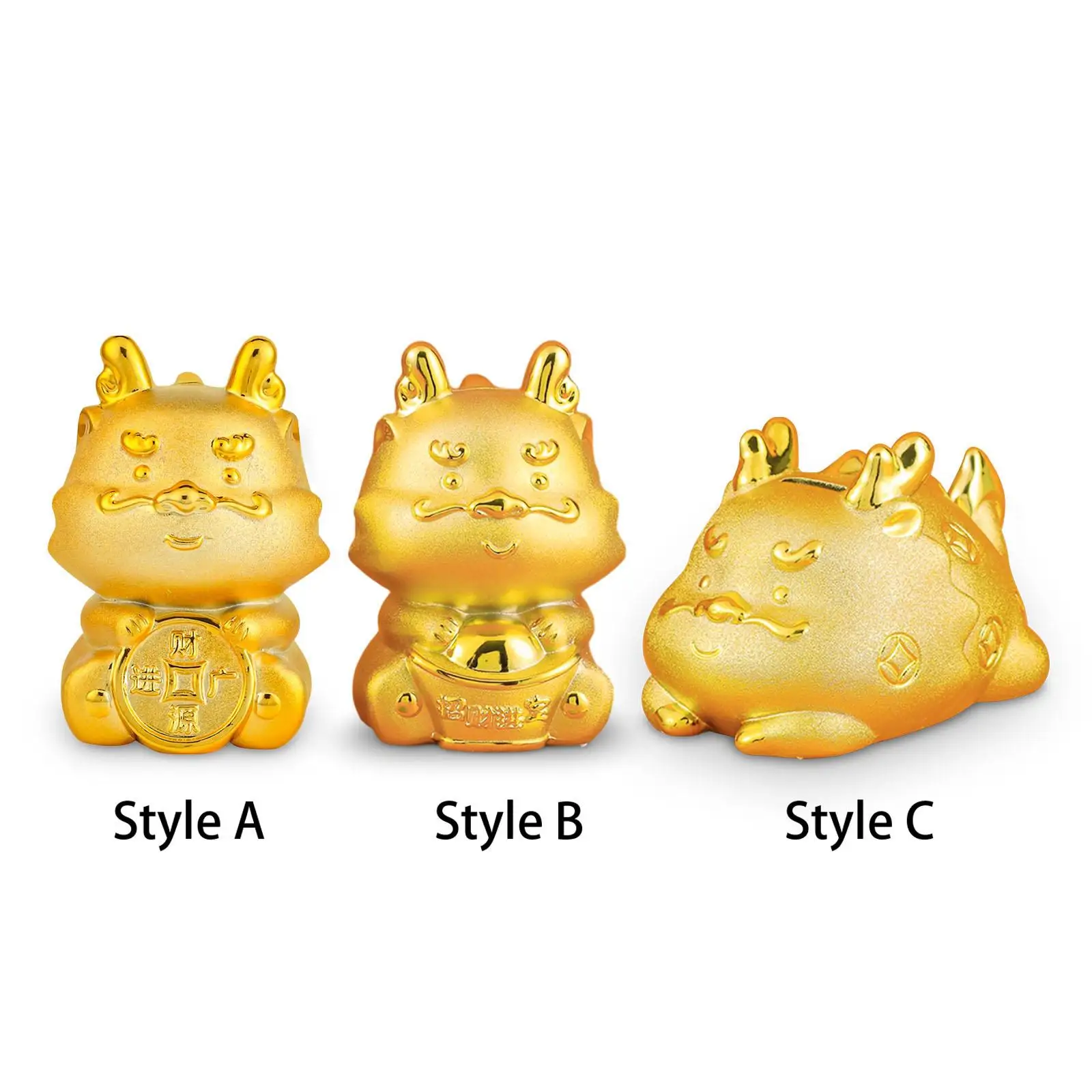 Golden Chinese Dragon Statue Ceramic Piggy Bank Spring Festival Table Ornament