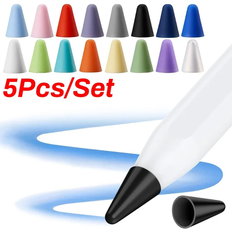 5/1 Pz Pencil Tip Cover Per Apple Pencil 2A 1A Generazione Mute Silicone Nib Case Pencil 1 2 Cover Skin Sleeve Per Ipad Stylus