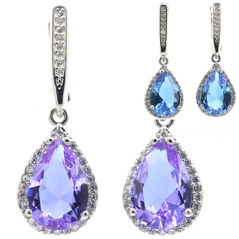 6G 925 Orecchini In Argento Sterling Massiccio Acquamarina Tormalina Alessandrite Topazio Zultanite Tanzanite Topazio Blu