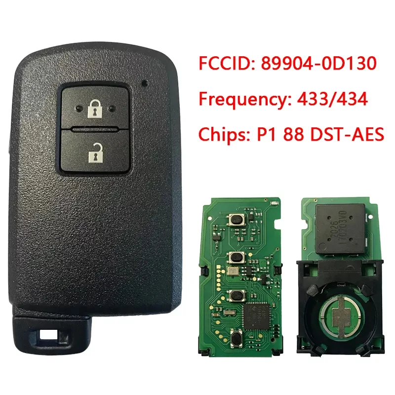 Cn007158 Aftermarket 2 Tasti Chiave Per Toyota Yaris Auris Smart Remote Ba7Eq P1 88 Dst-Aes Chip 433Mhz Muslimah Keyless Go