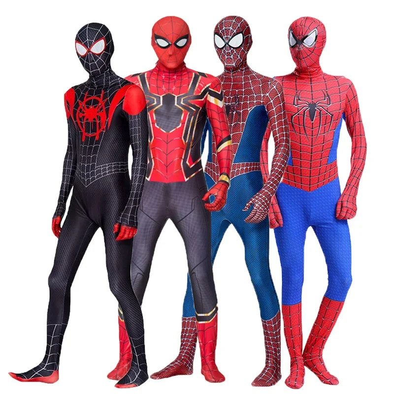 Hot Toys New Miles Far From Home Marvel Costume Cosplay Zentai Spiderman Costume Superhero Body Spandex Suit For Kids Adult
