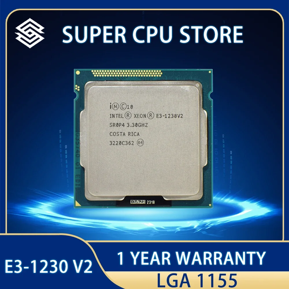 Processore Cpu Intel Xeon E3-1230 V2 E3 1230 V2 E3 1230 V2 8M 69W 3.3 Ghz Quad-Core Lga 1155