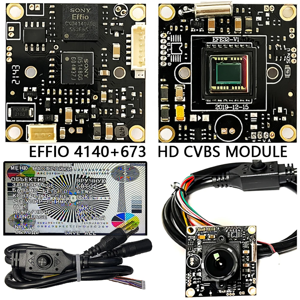 1/3 "Sony Effio Ccd 4140 + 673 Hd 800Tvl Modulo Chip Cctv Camera Circuit Board Analogico Cvbs Osd Cable Set Microscopio Monitoraggio Fai Da Te
