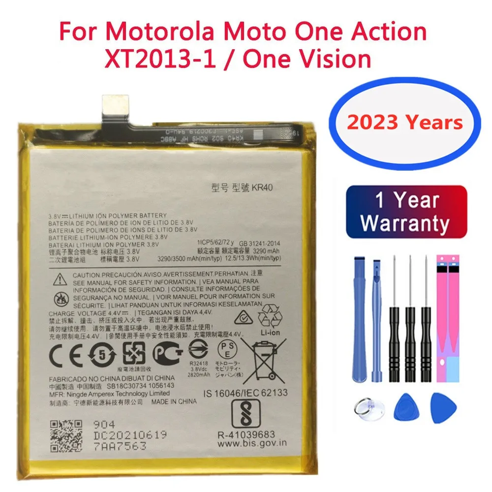2023 Anni 3500Mah Batteria Kr40 Per Motorola Moto One Action Xt2013-1 / One Vision Xt1970-1 Telefono Batteria Bateria Spedizione Veloce
