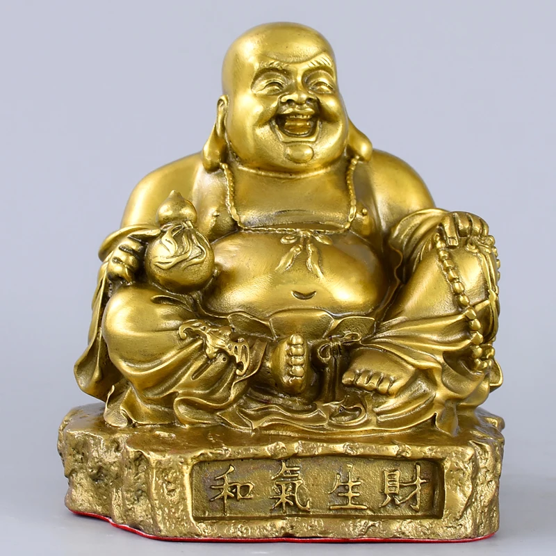 Good Buddha Company Home Decoration Fiorente Business Money Drawing Good Luck Gold Maitreya Buddha Brass Feng Shui Statue