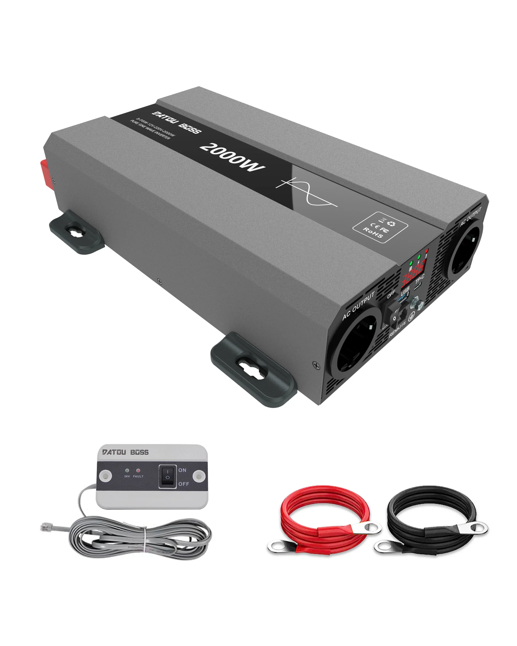 Datouboss Inverter A Onda Sinusoidale Pura Dc 24V A Ac 110V Potenza Inverter 2000W Con Display Usb E Lcd 50Hz Per Rv