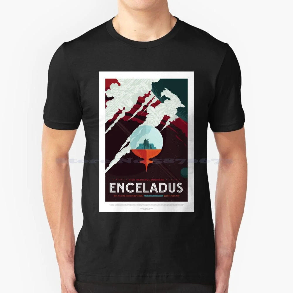Enceladus T Shirt 100% Cotone Tee Enceladus Science Space Galaxy Planet Moon Saturn Cassini Mission Earth Icy Jets Ice E Ring