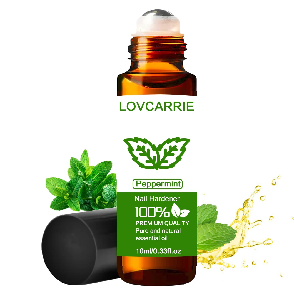 Lovcarrie Olio Essenziale Di Menta Piperita Roll On Pure Natural Cuticle Oil 10Ml Strong Nail Art Treatment Liquid Nail Rinforzante Care