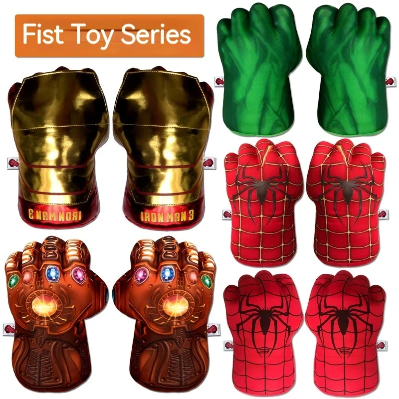 Disney Cosplay The Avengers Figures Hulk Spiderman Guantoni Da Boxe Iron Man Grey Thanos Giant Fist Peluche Vent Toys For Children