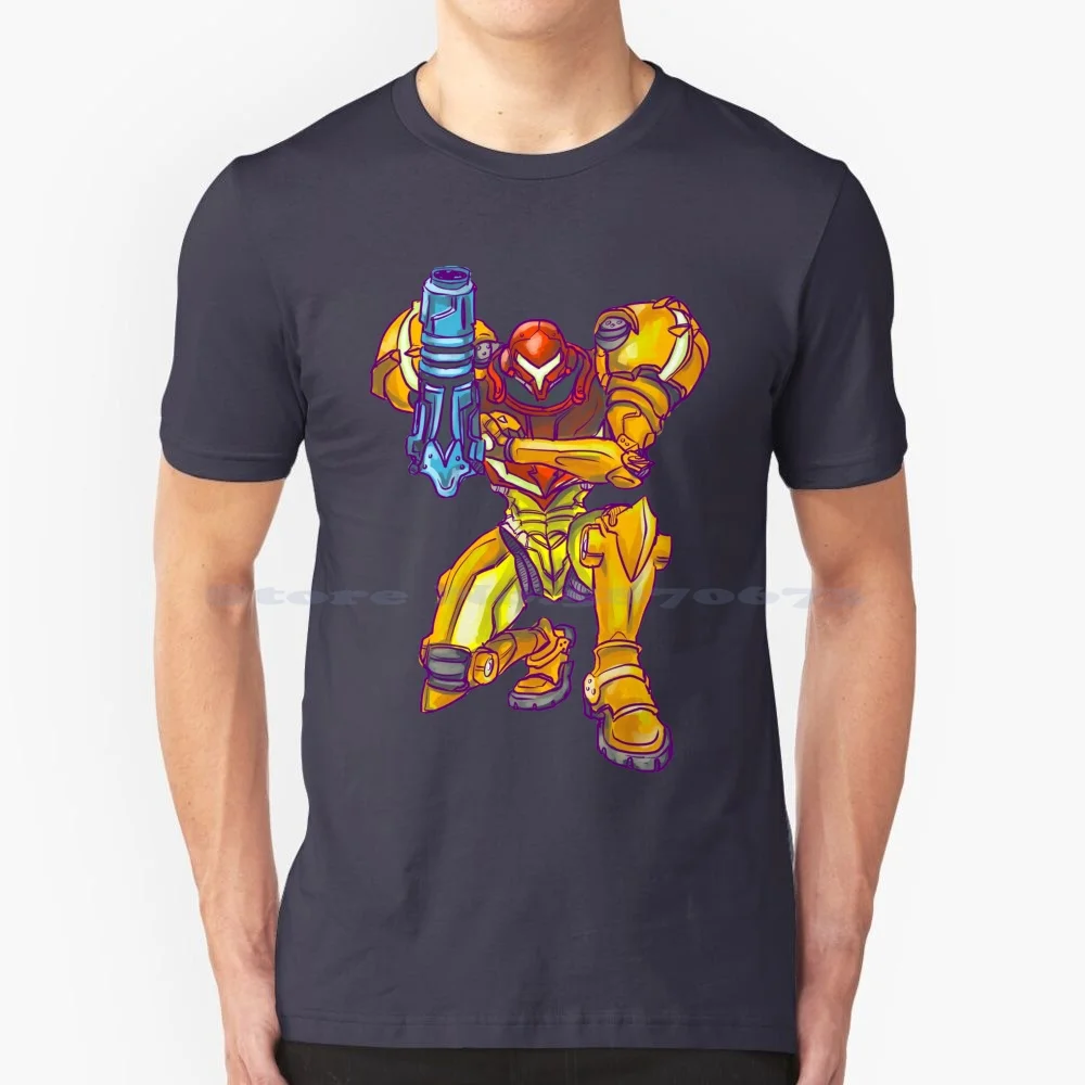 Samus Returns Samus T Shirt 100% Cotone Tee Samus Aran Power Suit Samus Returns 3Ds 2017 Super Medtroid Metroid Prime Bounty