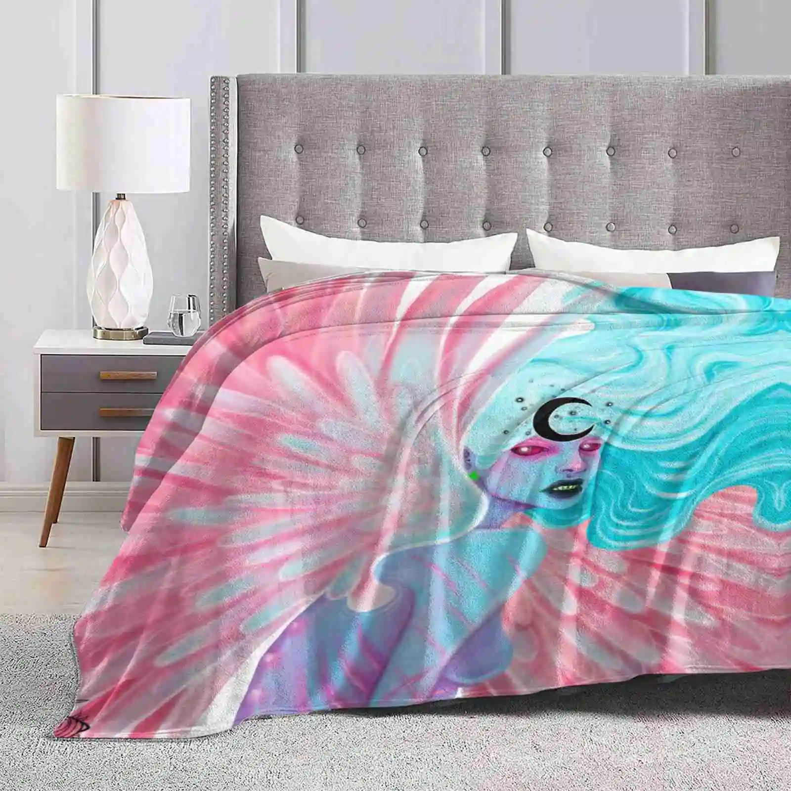 Faye , Angel Of Corrugation Coperte Morbide Super Calde Gettare Su Divano/Letto/Viaggio Corrugated Creepy Angels Wings Feathers Moon Pink