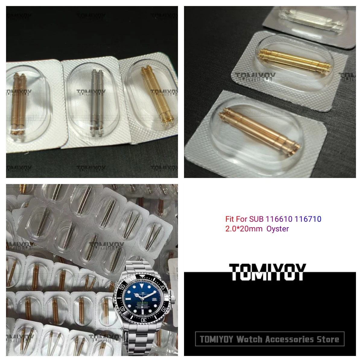 2 Pezzi 2.0*20Mm Originale Argento Oro Rosa Barra A Molla Adatta Per Rolex Sub 116610 116710 Water Ghost Series Watch