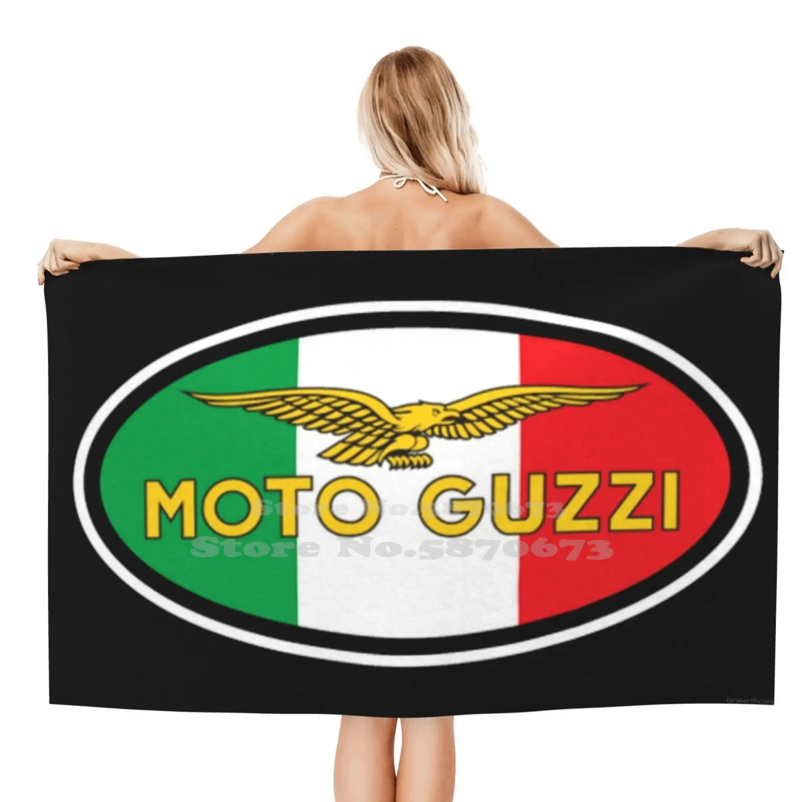 Guzzi Logo On Italian Flag Colors Washcloths Bathing Quick Dry Shower Asciugamano Moto Guzzi Cada Strada California Corsa Audace