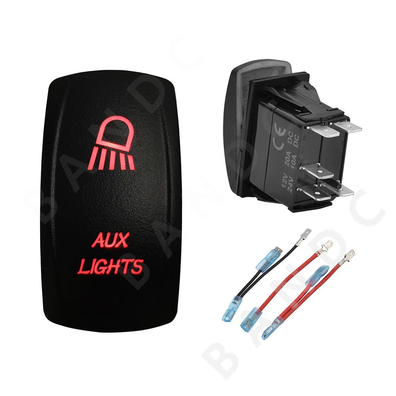 12V 24V Car Boat Aux Lights Interruttore A Bilanciere 5P On-Off Luci A Led Rosse Per Stile Arb/Carling/Narva 4X4, Ricambi Auto