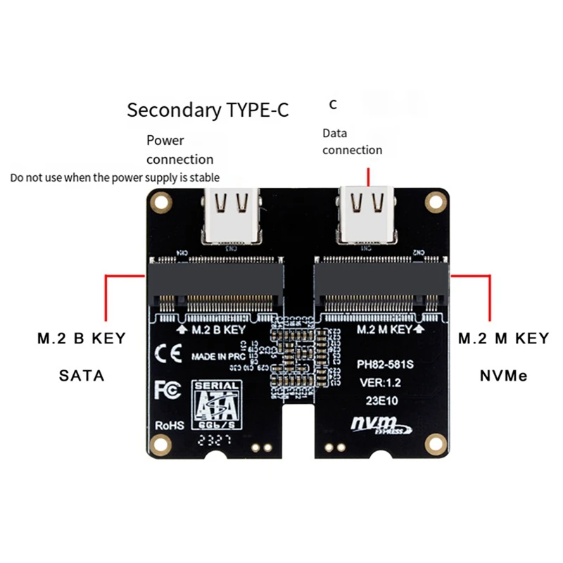M.2 Nvme Sata Ssd Enclosure Adapter Card 4Tb Jms581 Type-C Usb3.1 Gen2 10Gbps Hdd Enclosure Expansion Adapter Card Durevole