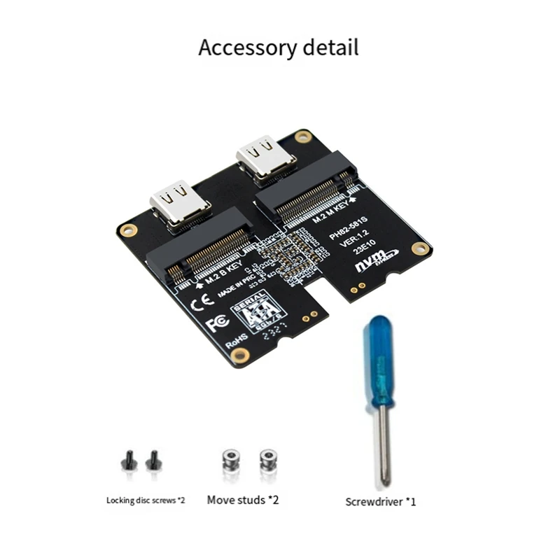 M.2 Nvme Sata Ssd Enclosure Adapter Card 4Tb Jms581 Type-C Usb3.1 Gen2 10Gbps Hdd Enclosure Expansion Adapter Card Durevole