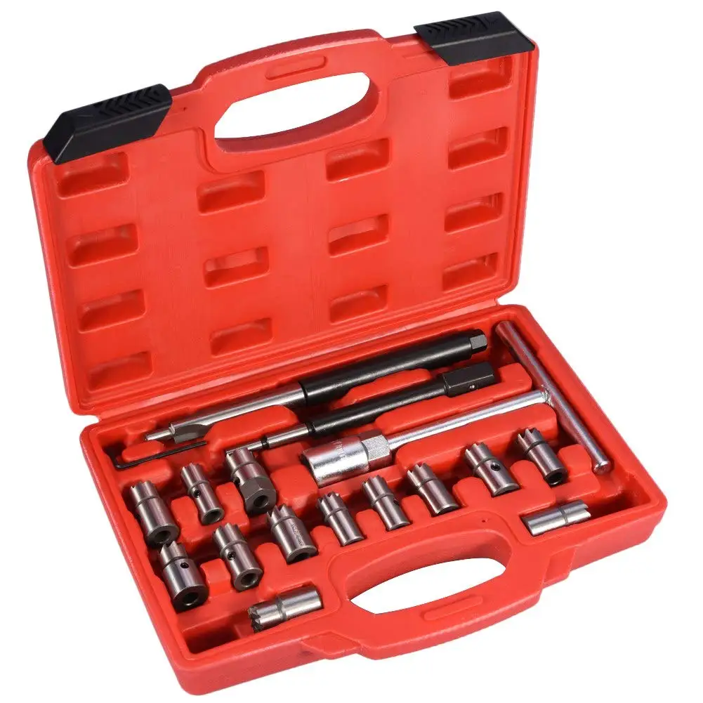 17Pcs Car Diesel Iniettore Seat Cutter Set Cleaner Repair Remover Removal Garage Tool Kit Auto Engine Care Universale Per Bmw