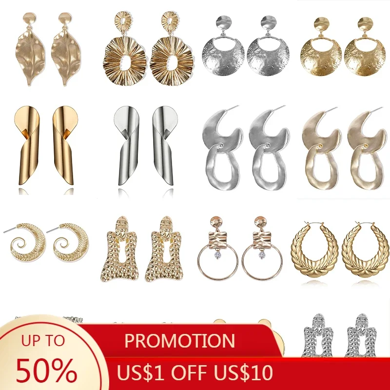 Vivilady Vintage Punk Lega Di Rame Luna Foglia Shofar Geometria Orecchini Per Le Donne Piercing Gioielli Iperbole Personalizzati