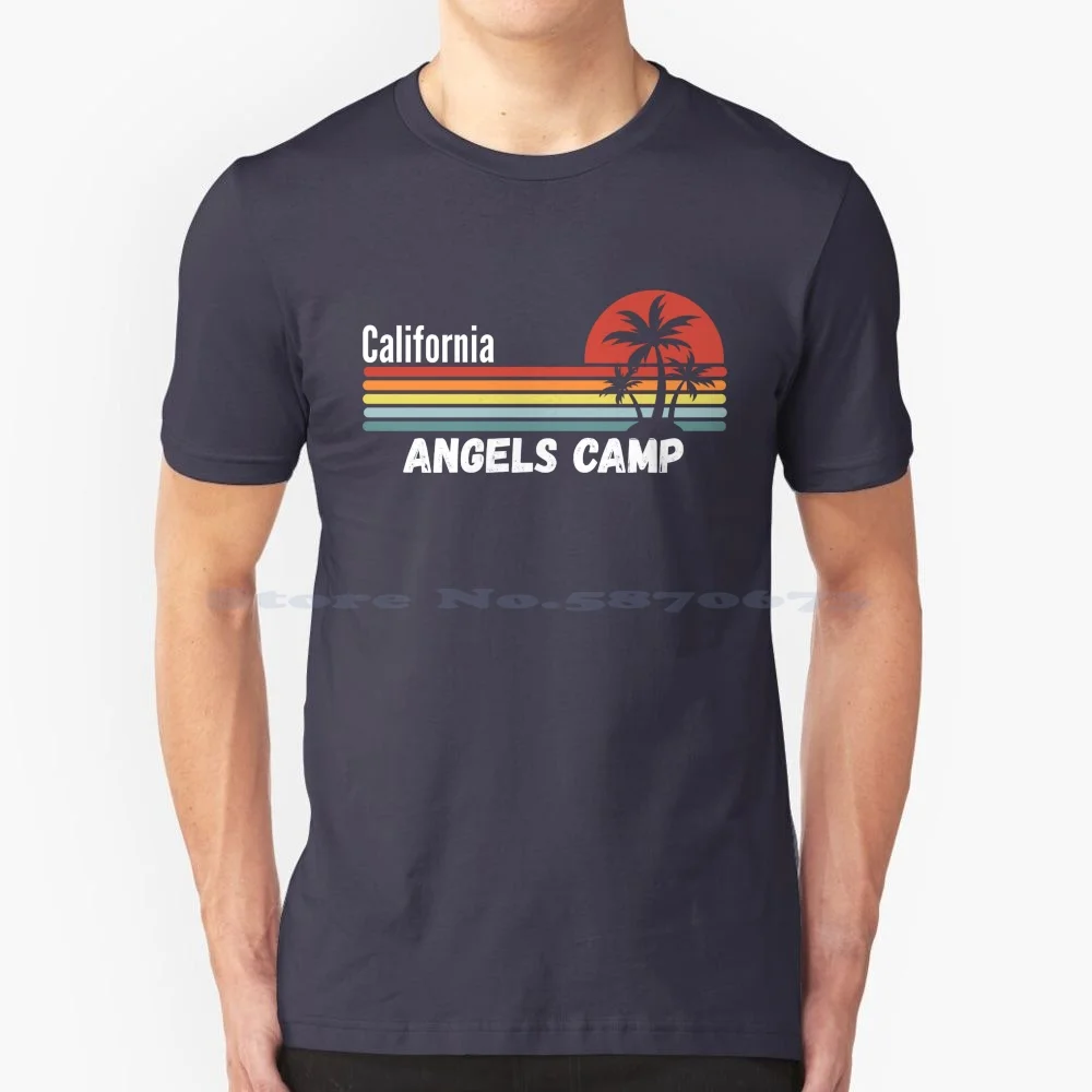 Angels Camp , California T Shirt 100% Cotone Tee Angels Camp California Retro Surf Vintage Ocean Sea Surfisti Vacation Palm