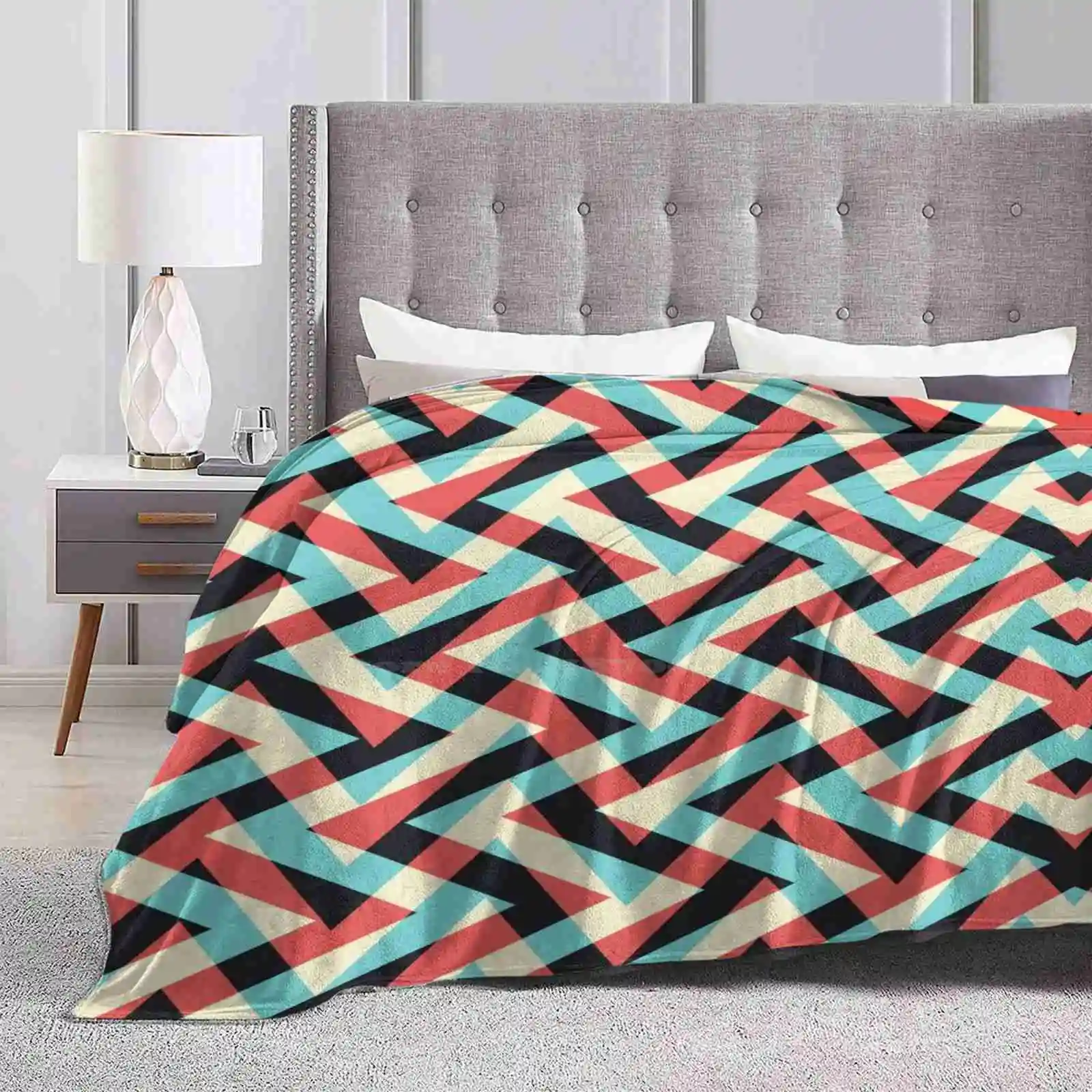 Crazy Retro Zigzag New Print Novità Fashion Soft Warm Coperta Zigzag Zig Zag Pattern Crazy Retro Abstract Modern Contemporary
