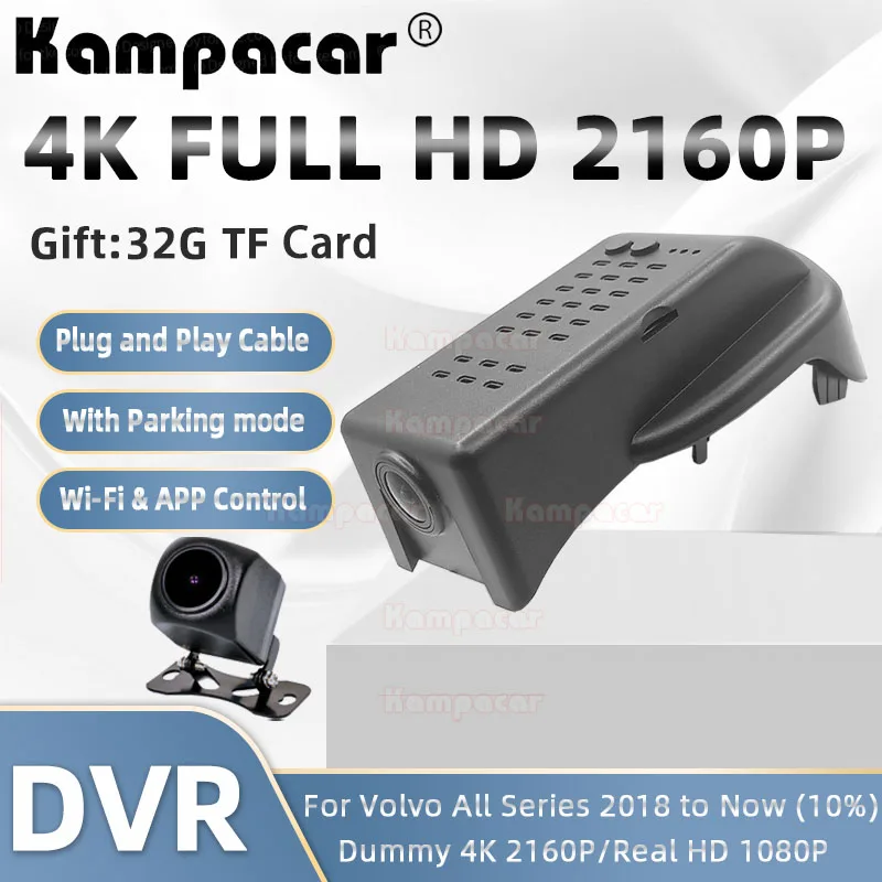 Vlv17-F 4K 2160P Dash Cam Car Dvr Camera Per Volvo V60 T5 T6 T3 T4 Per Volvo S60 T8 Plugin Hybrid B3 B4 B5 Per Volvo V60 S60 For Volvo V60 For Volvo S