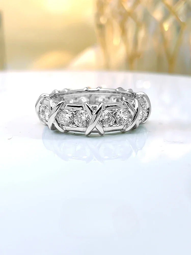 Desire New Cool Wind Xo White Gold Band Index Finger Ring Set Con Diamanti Ad Alto Tenore Di Carbonio, Anello Unico Quotidiano In Stile Instagram