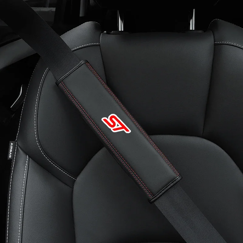 Per Ford St 1Pc Cowhide Car Interior Seat Belt Protector Cover Per Accessori Auto Per Ford St 1Pc Pelle Bovina Car Interior Sea