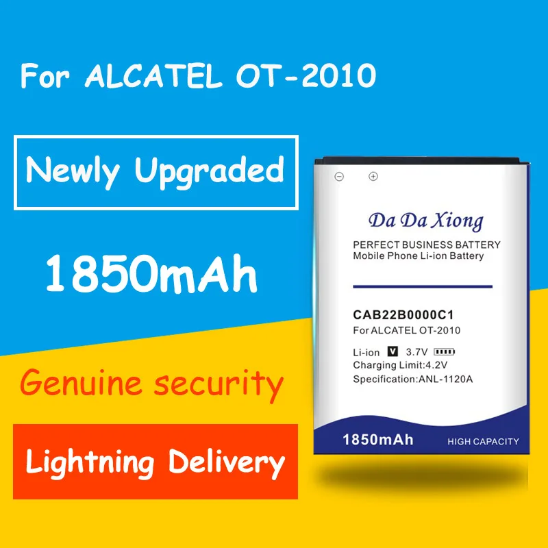 Batteria Per Alcatel One Touch, 1850Mah, Cab22B0000C1, Cab3010010C1, Ot-2010, Ot-2010D, Ot-2010X, Ot-356, 665X, 1010D,1030D,2012D